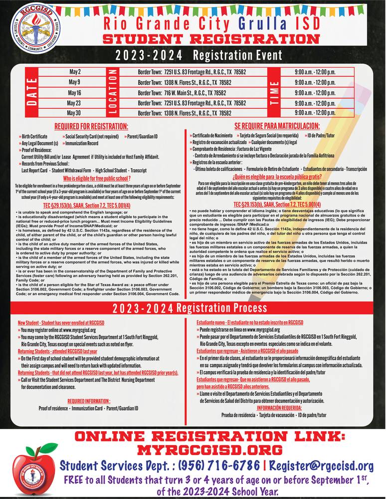RGCGISD Online Student Registration 20232024 Rio Grande City Grulla