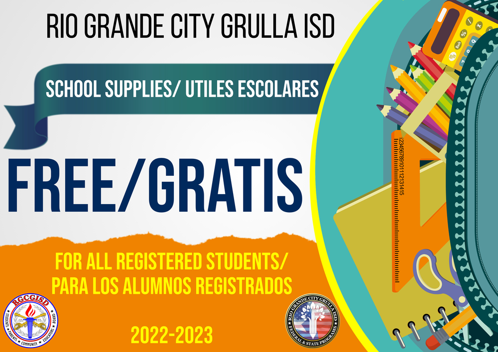 Free School Supplies for all registered students. Utiles Gratis para todos los alumnos registrados.